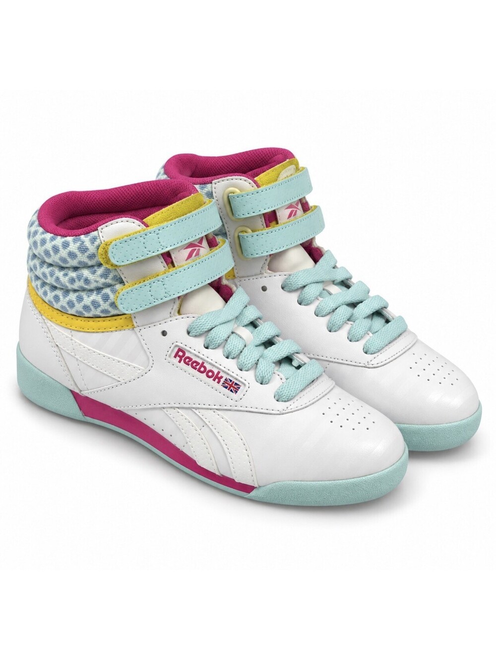 Reebok F/S Hi Junior Girls 5 White Pink Cool Breeze High Top Sneakers V63067
